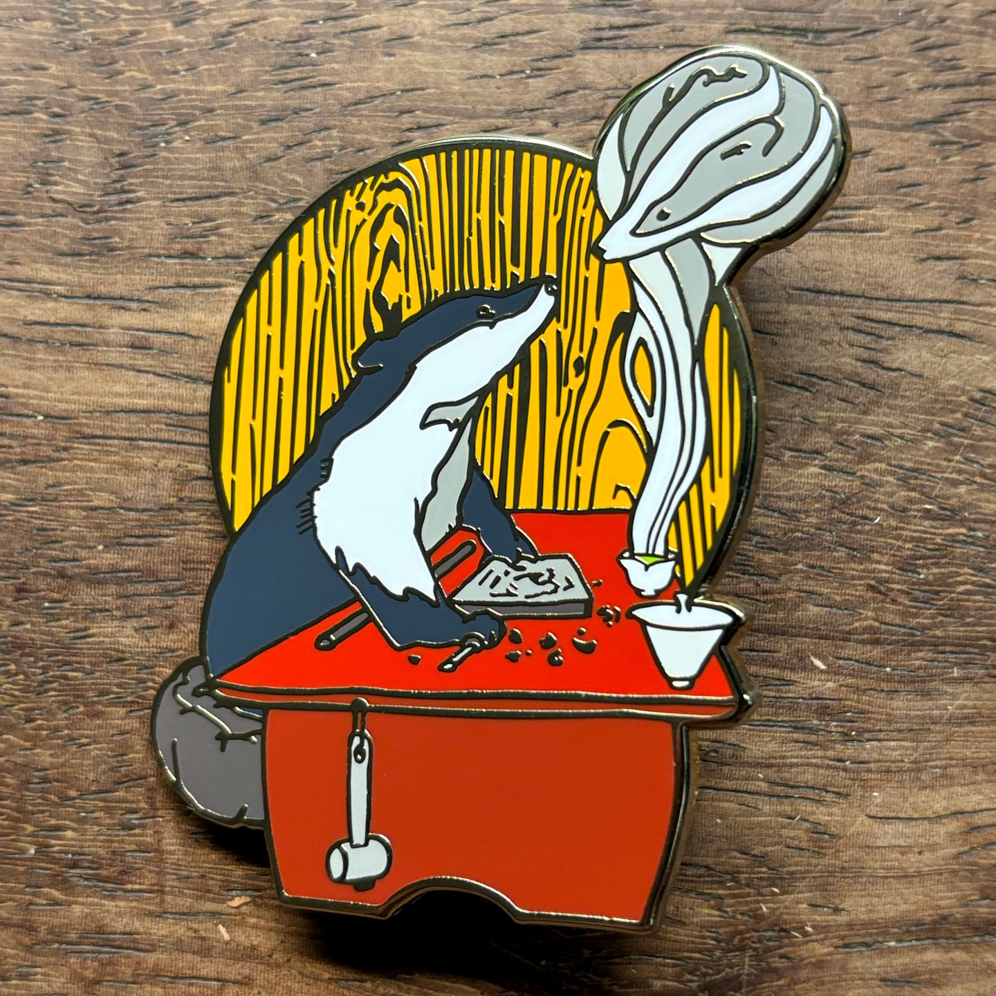Badger Carving - enamel pin